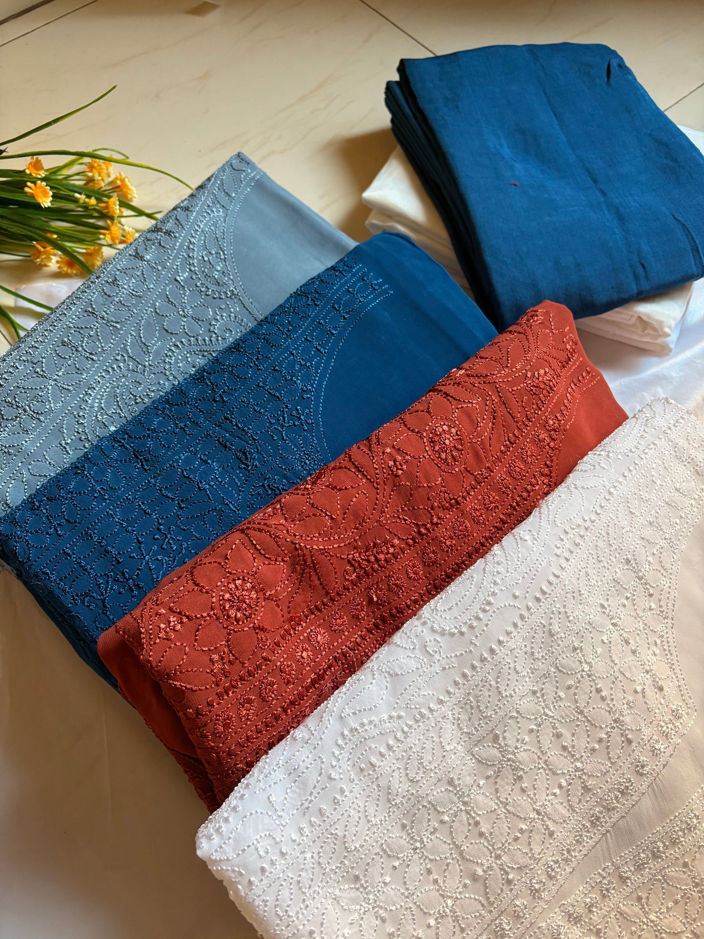 Maharani Unstitched pure jaal georegtte suit set