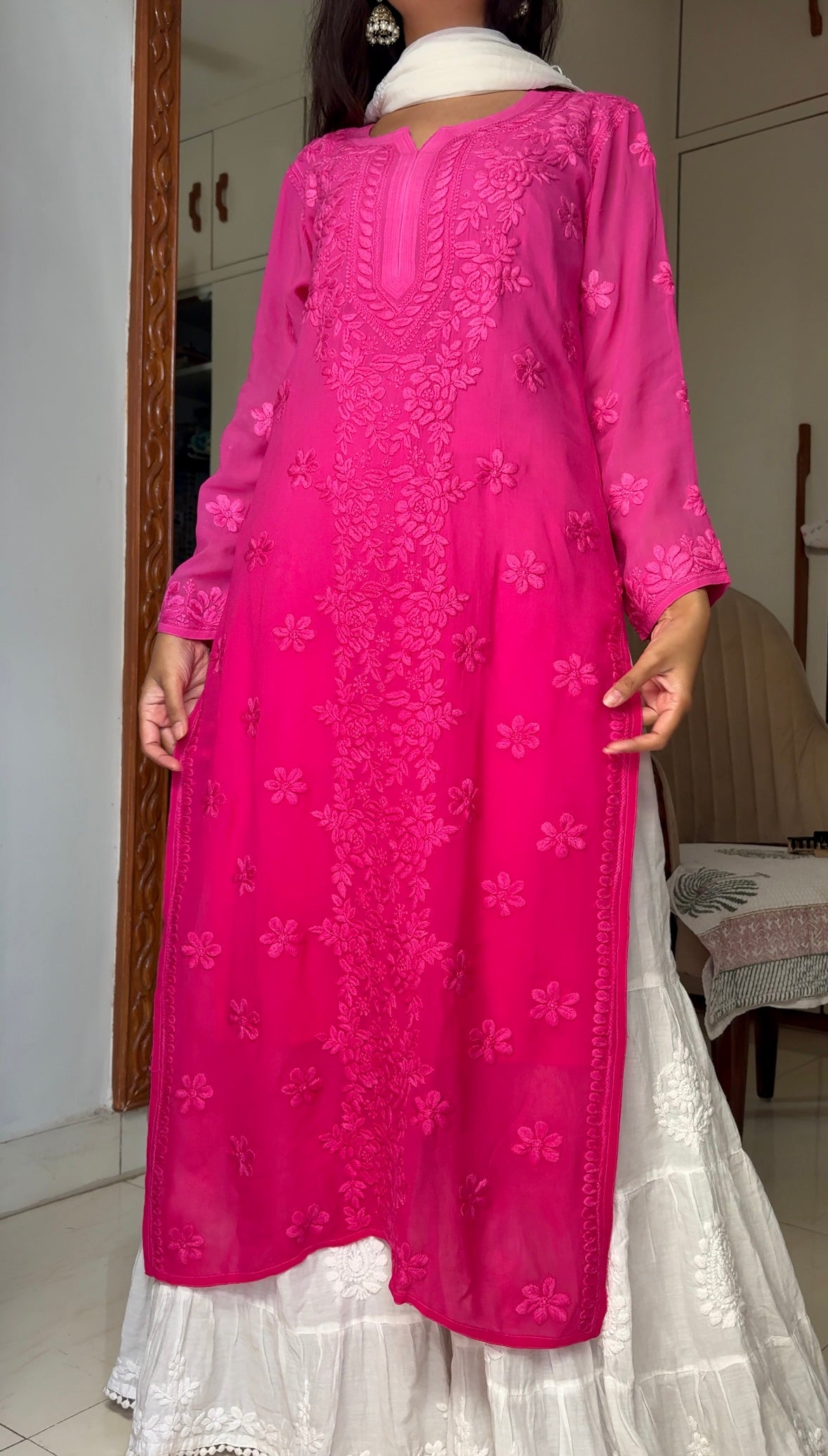 Noorani Rose soft georgette Chikankari kurta