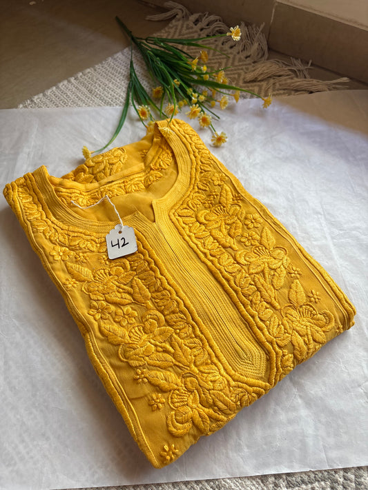 Rutu 3D handwork Georgette Chikankari Kurta