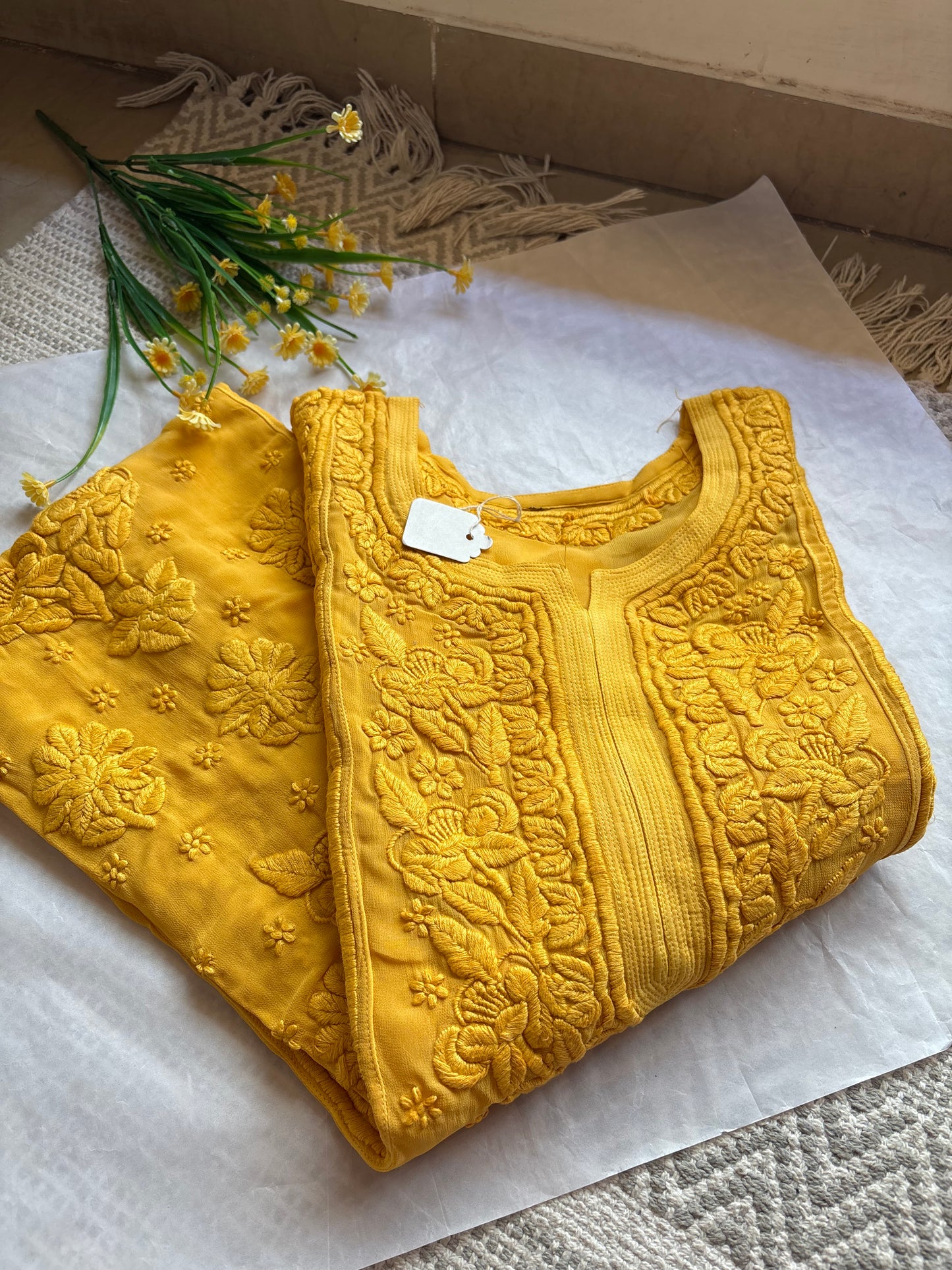 Rutu 3D handwork Georgette Chikankari Kurta