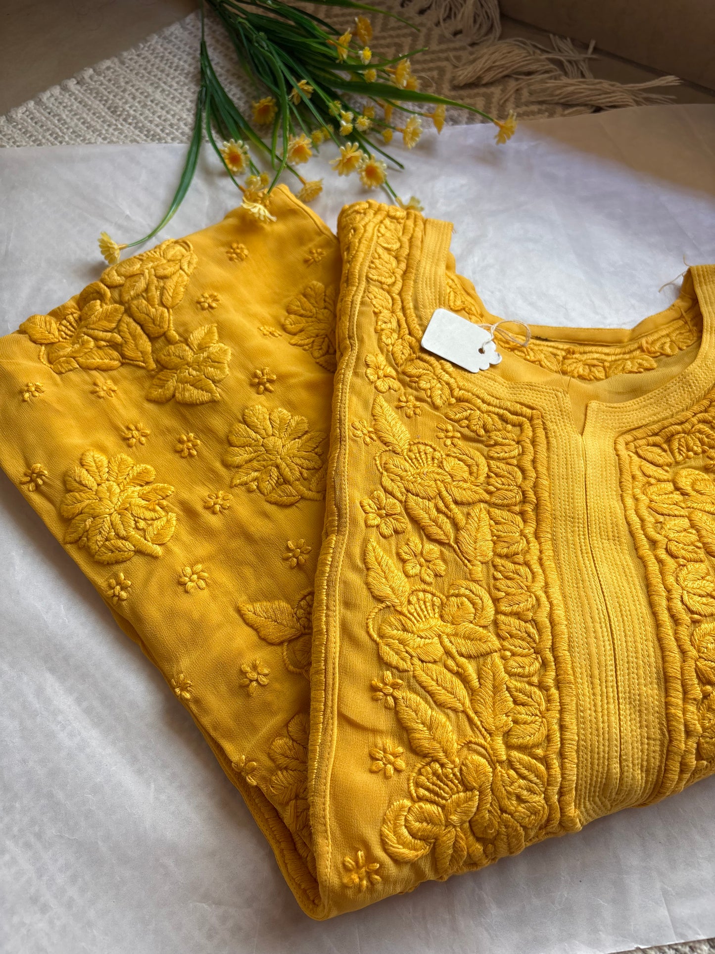Rutu 3D handwork Georgette Chikankari Kurta