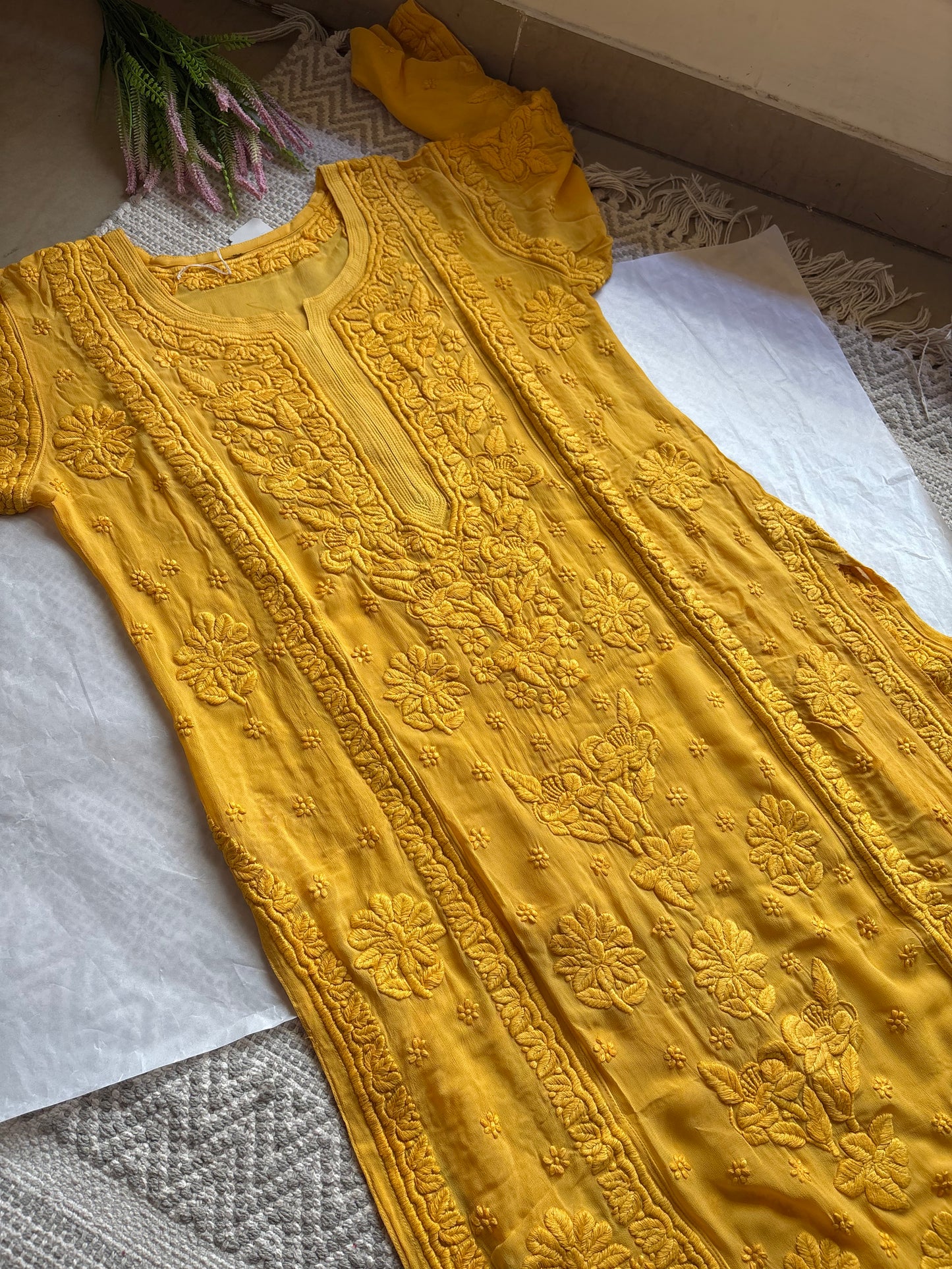 Rutu 3D handwork Georgette Chikankari Kurta