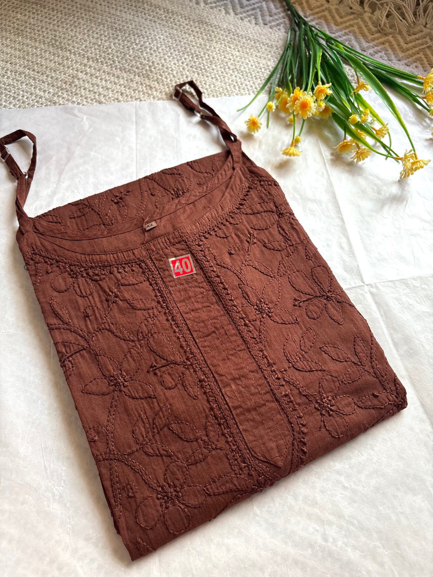Roop Mul Cotton Strap Chikankari Kurta