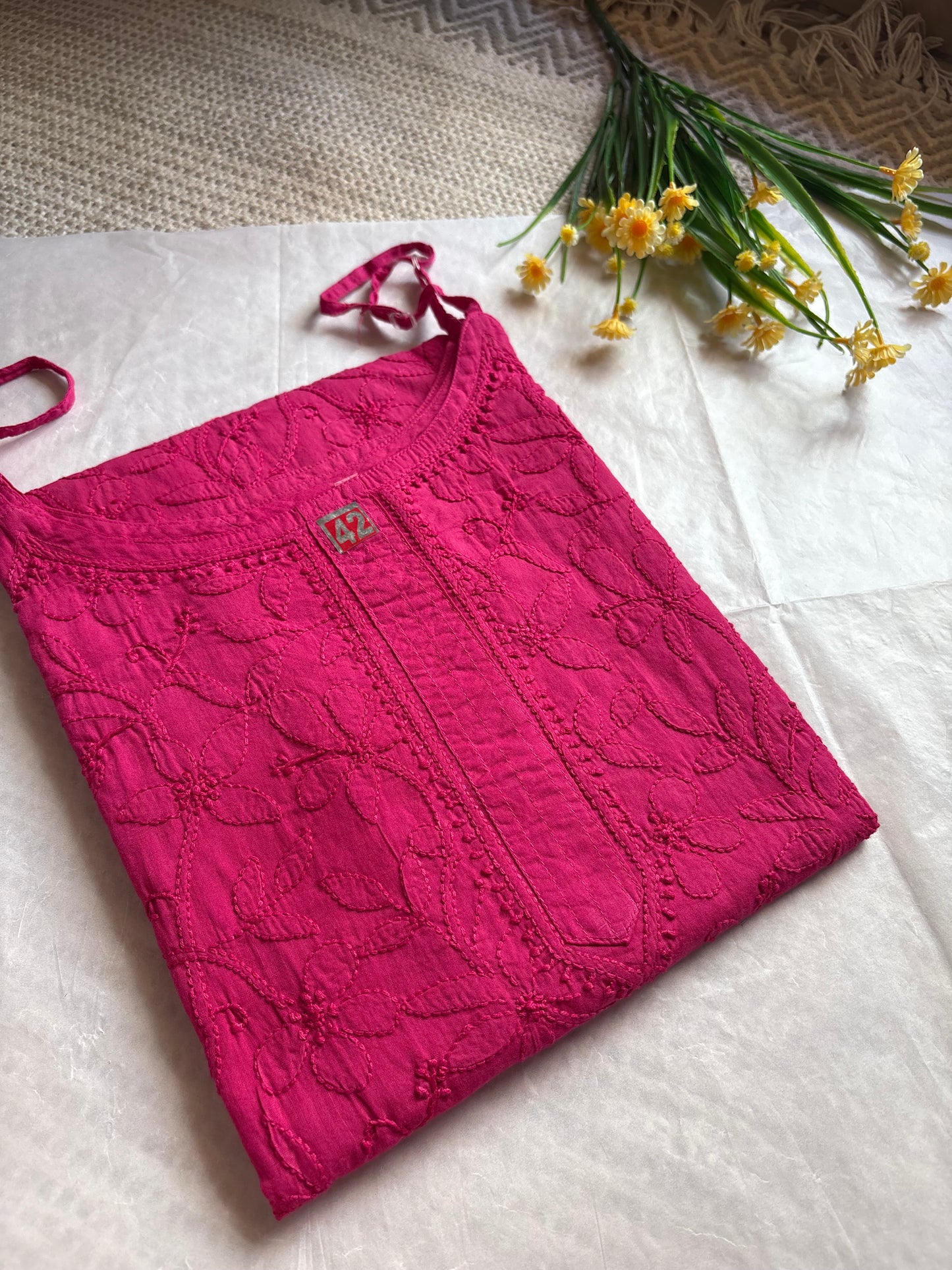 Roop Mul Cotton Strap Chikankari Kurta