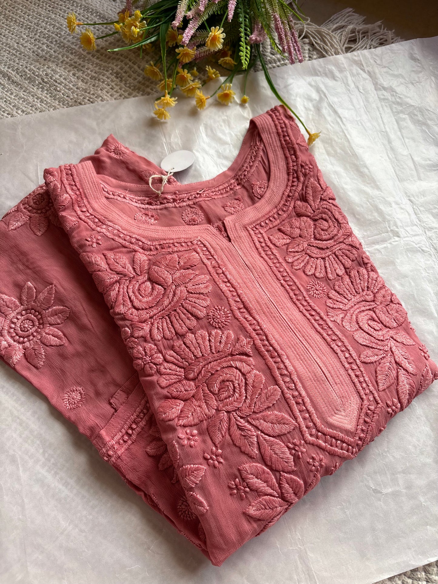 Blossom Pure georgette Lucknowi Chikankari Kurta