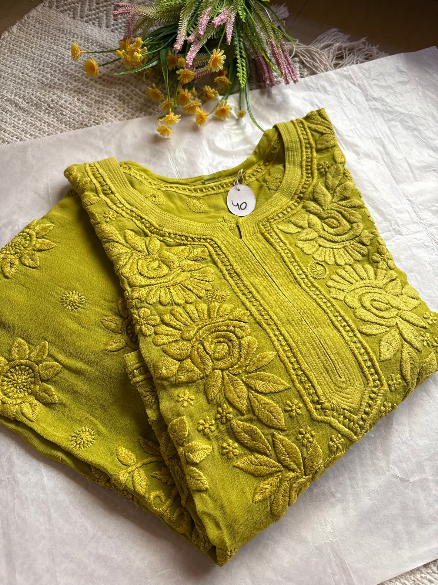 Blossom 3D Georgette Handwork Chikankari Kurta