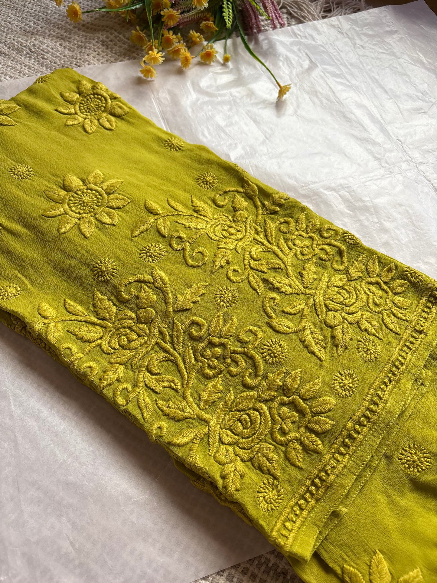 Blossom 3D Georgette Handwork Chikankari Kurta