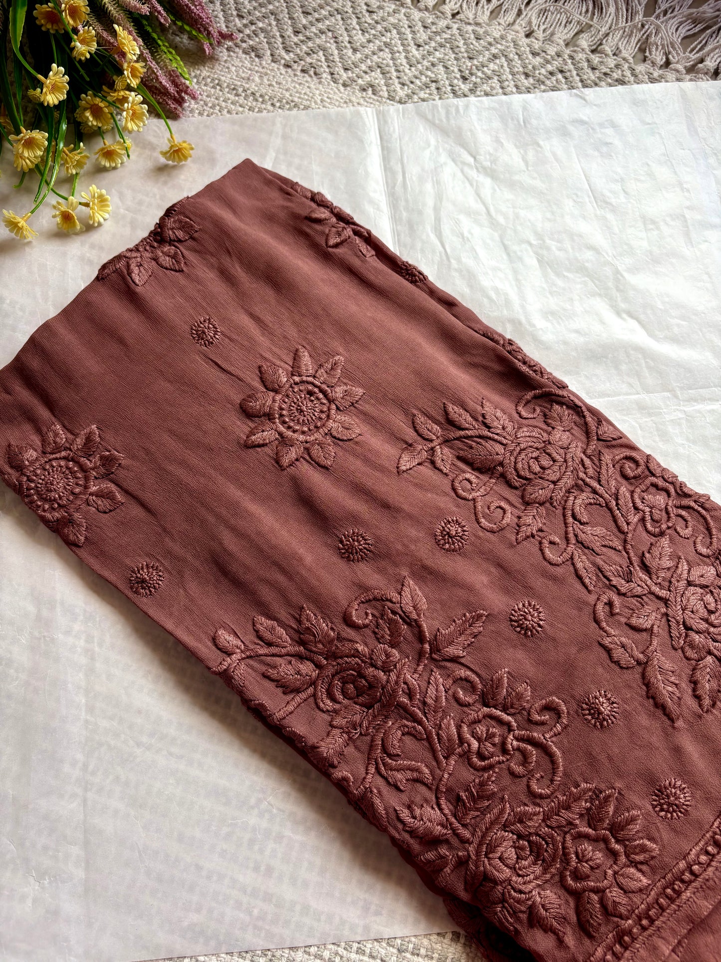Blossom 3D lucknowi Chikankari Kurta