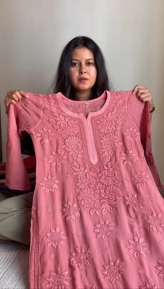 Blossom Pure georgette Lucknowi Chikankari Kurta