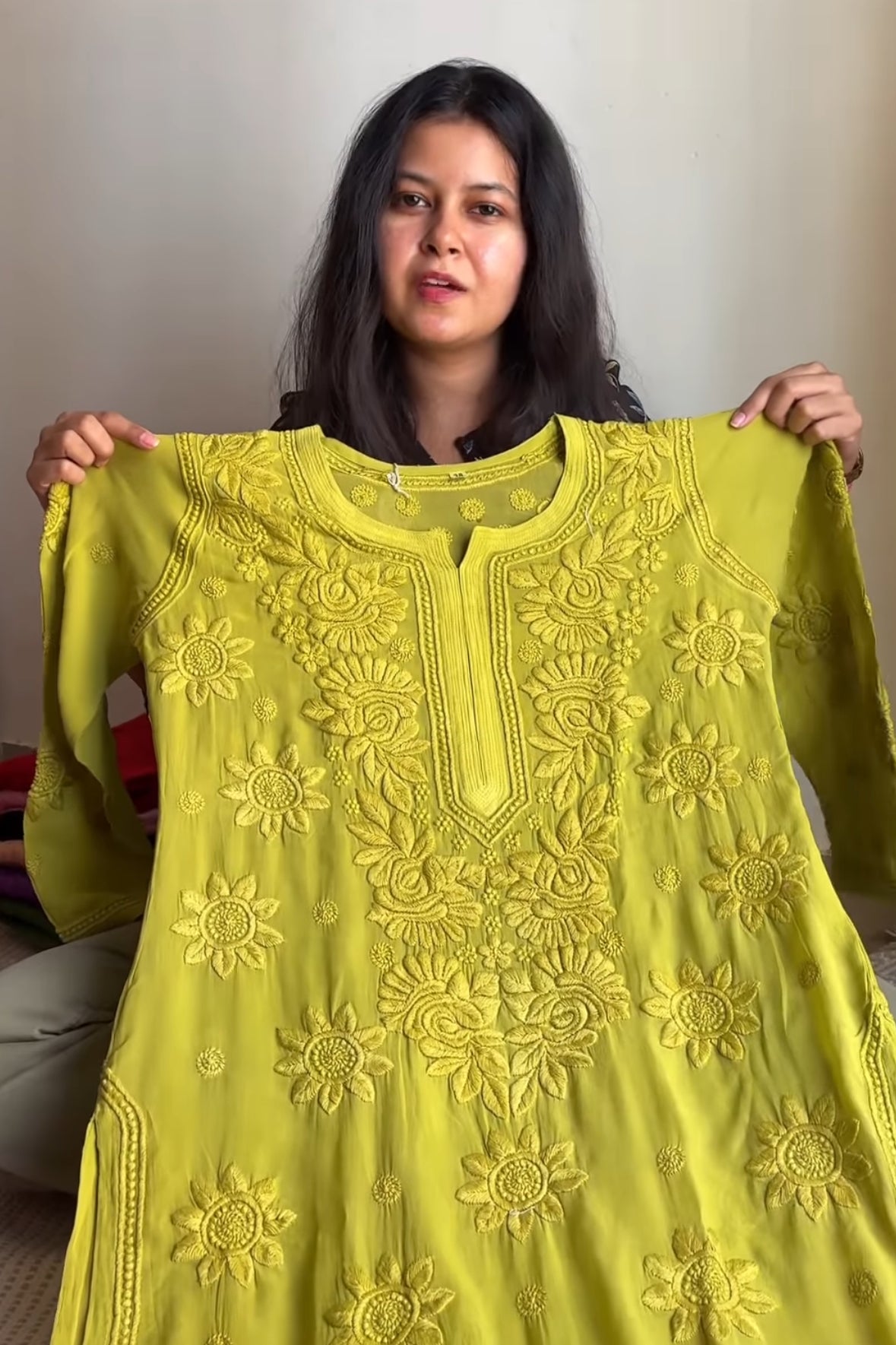 Blossom 3D Georgette Handwork Chikankari Kurta