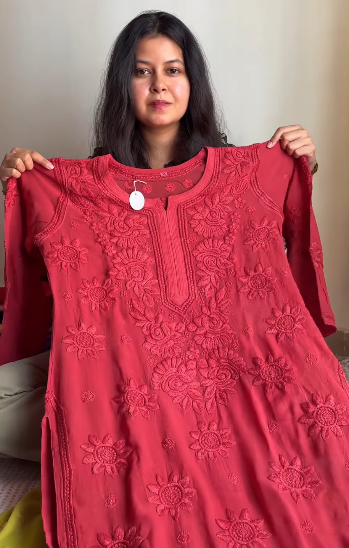 Blossom 3D handwork Georgette Chikankari Kurta