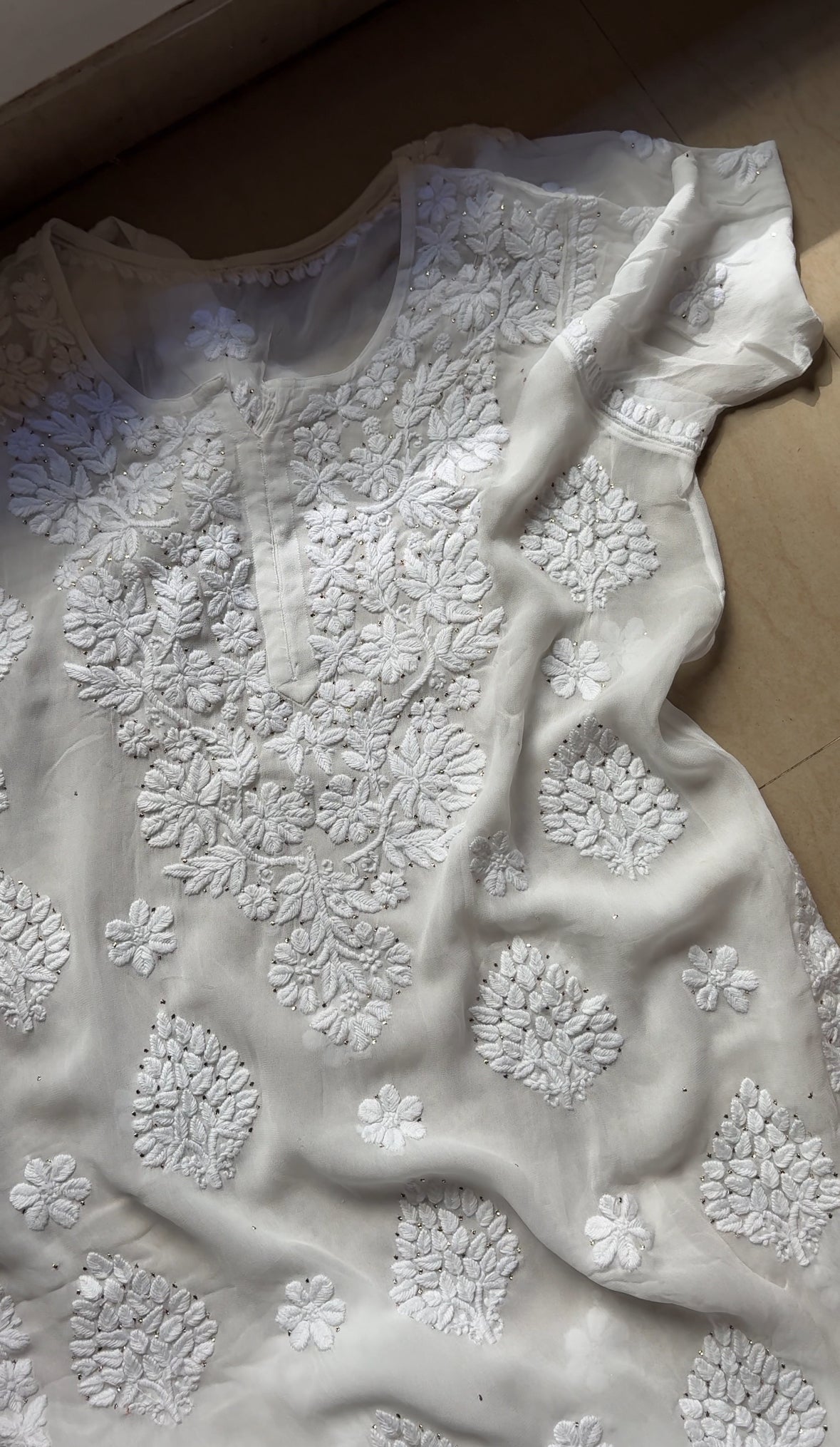 Haseen White three piece Chikankari suit set