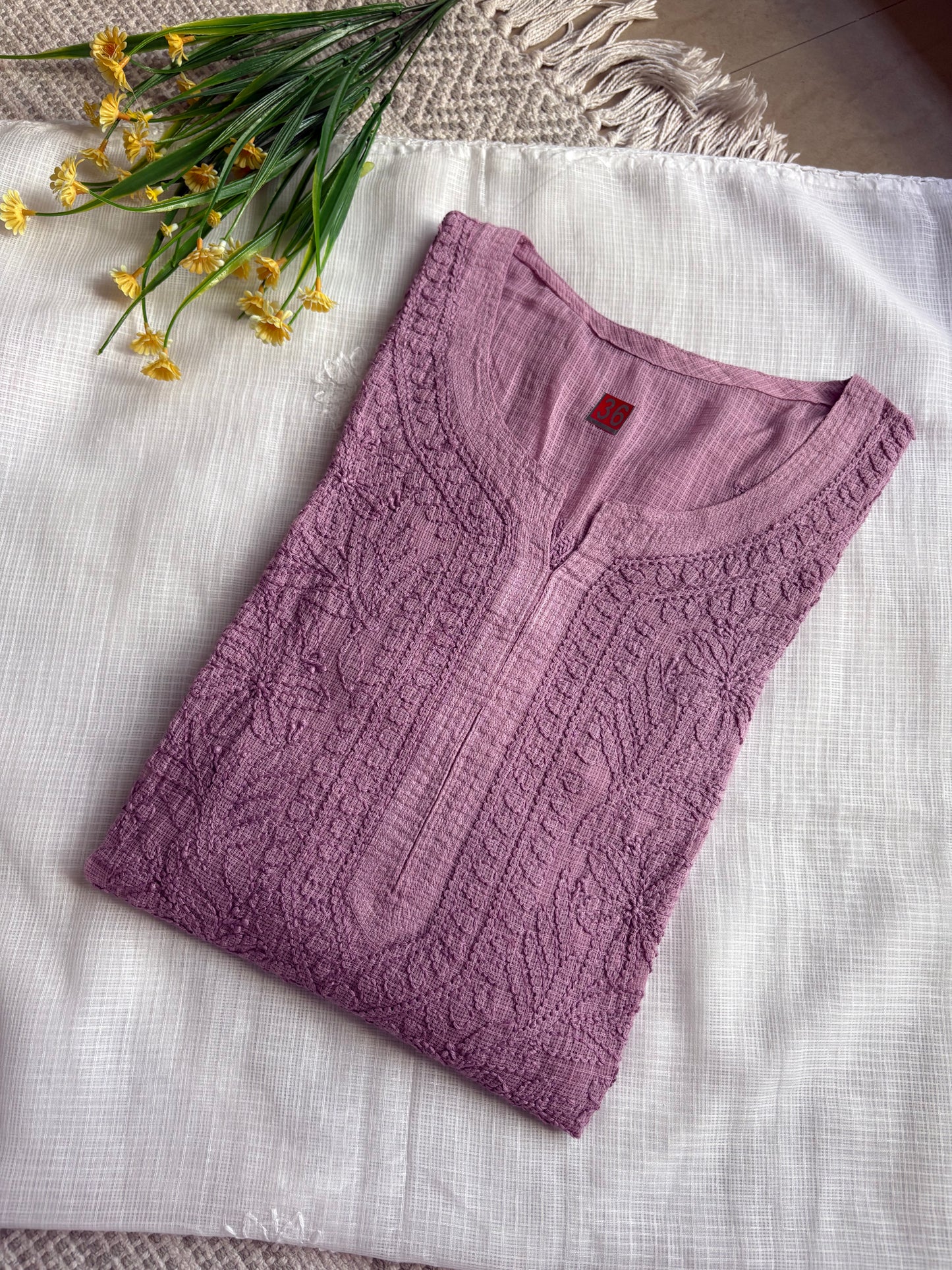 Kota neck handwork long Chikankari Kurta