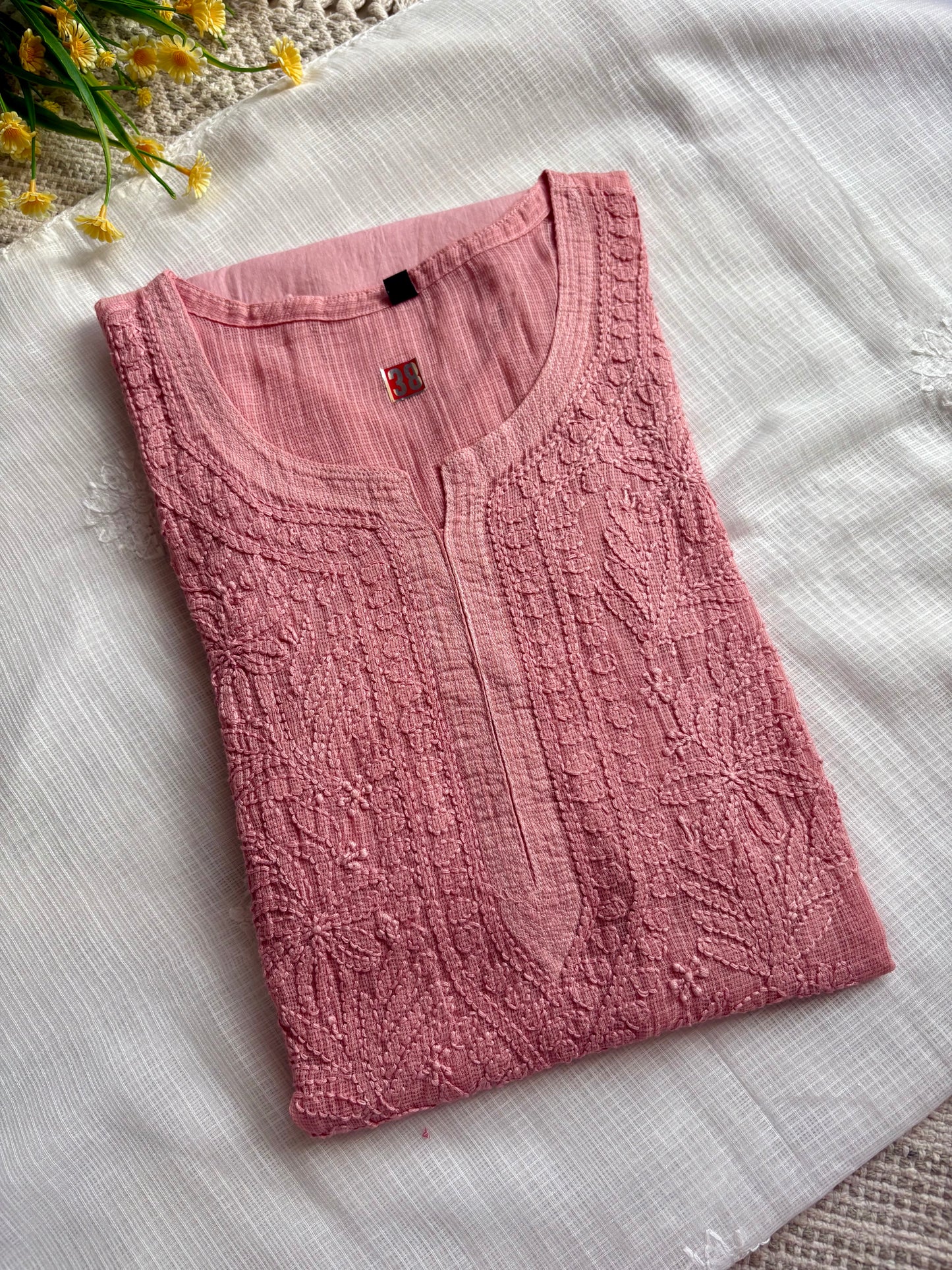 Kota neck handwork long Chikankari Kurta