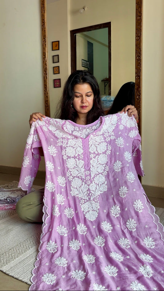 Lavender Alia Scallop Chikankari Kurta