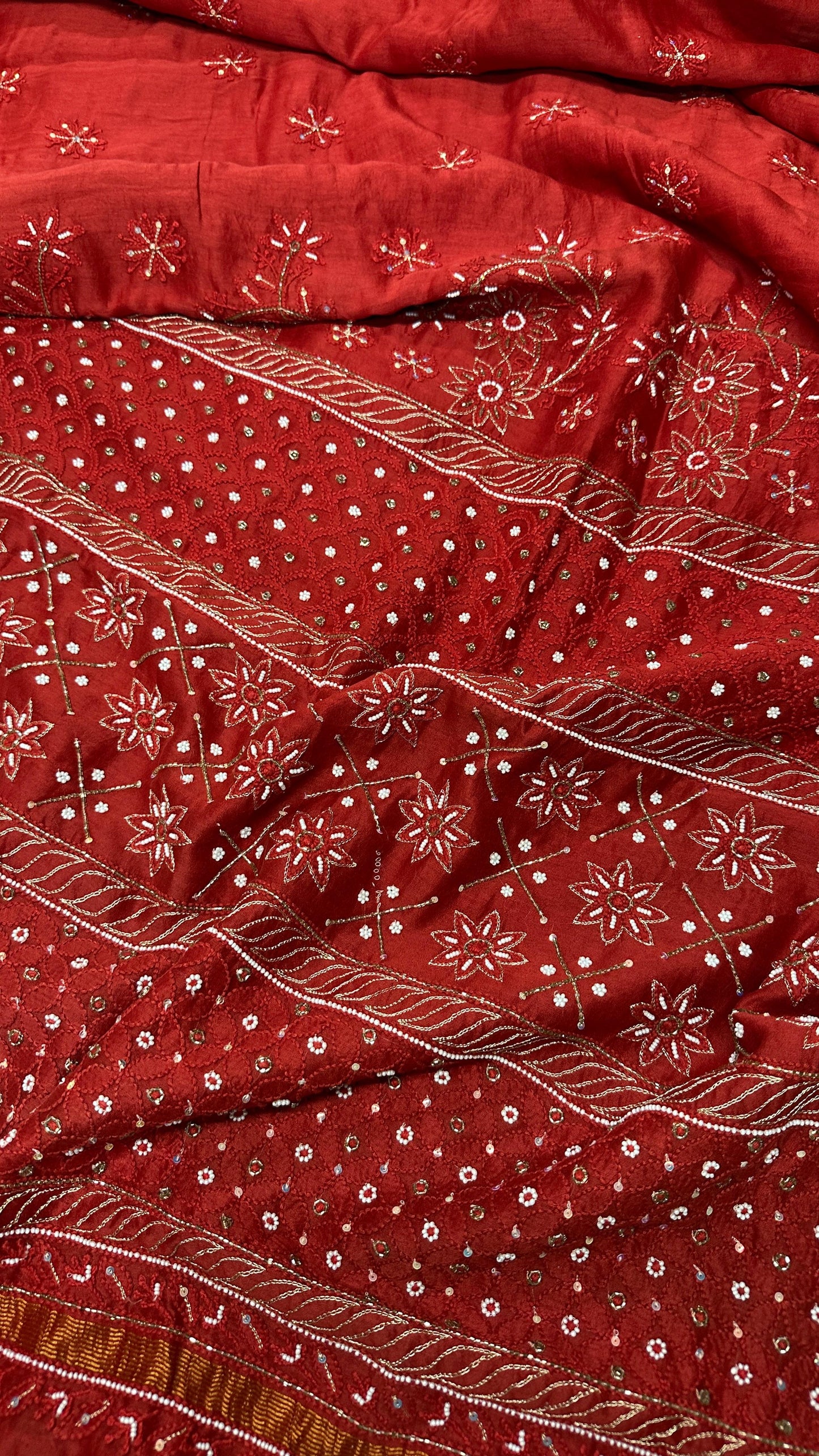 Bridal red Chanderi silk saree