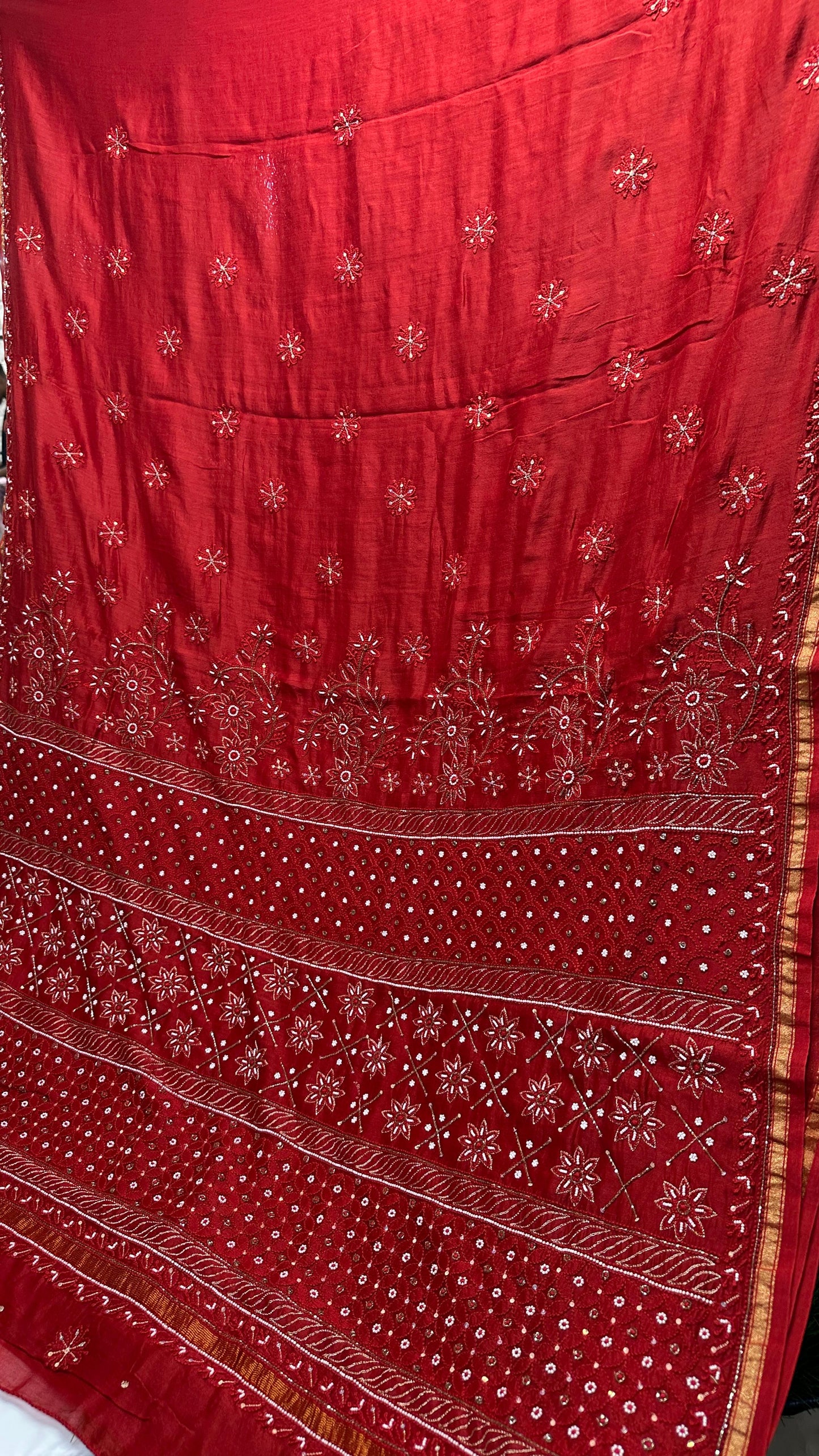 Bridal red Chanderi silk saree