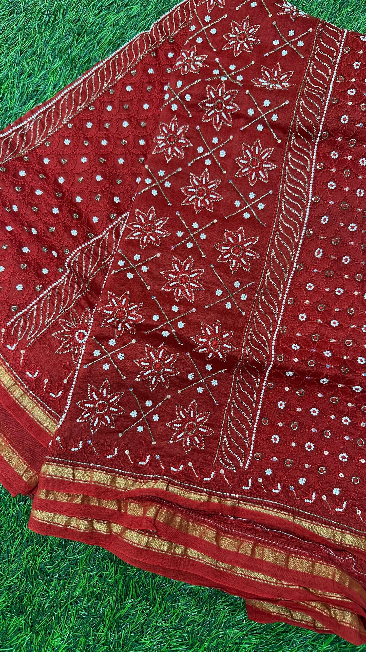 Bridal red Chanderi silk saree
