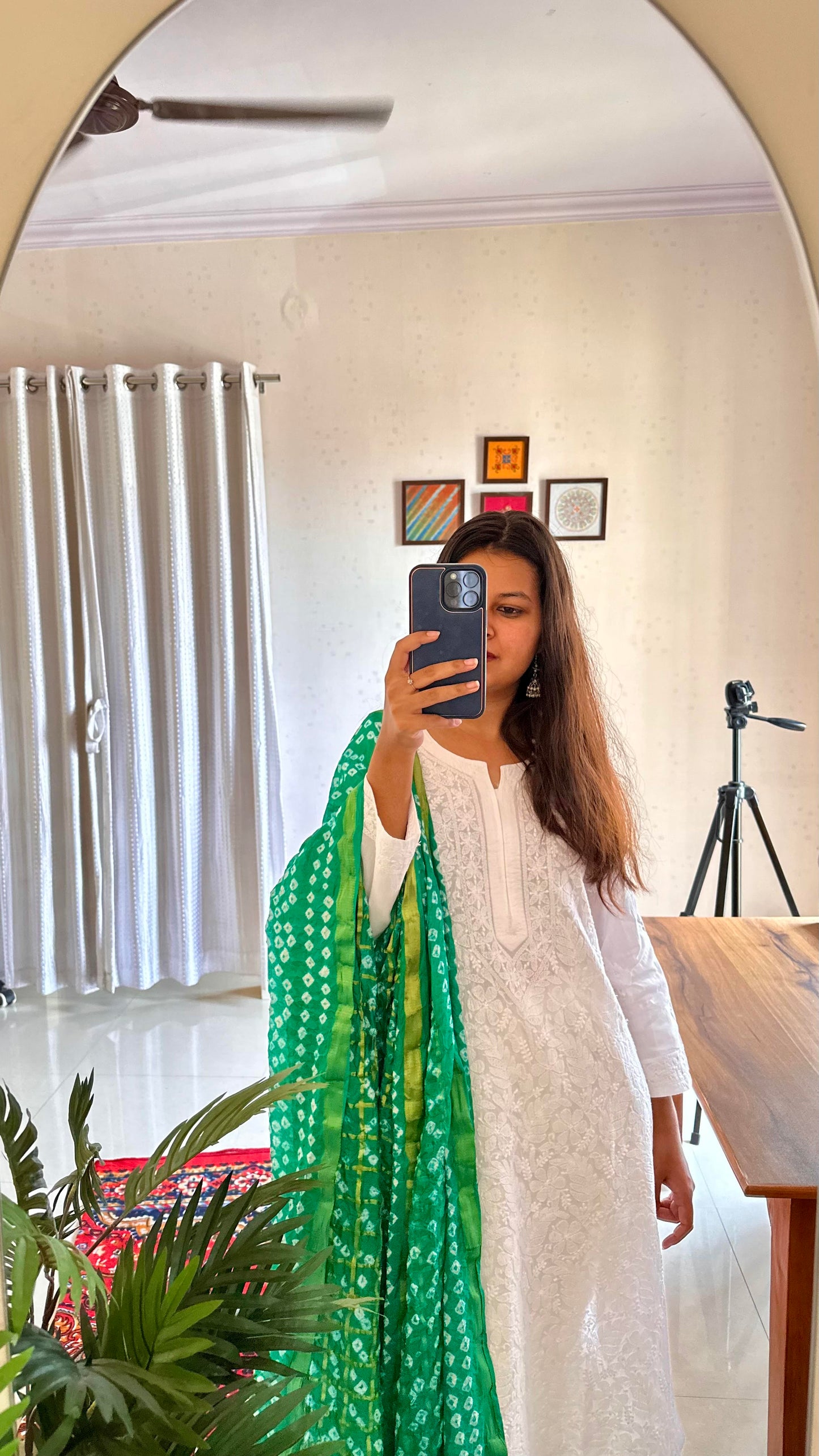White Mul Cotton Jaal Lucknowi Kurta