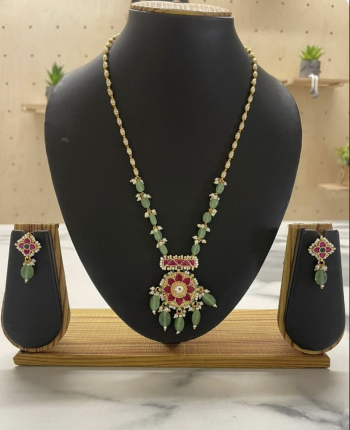 Pachi Kundan green choker jewellery set #03