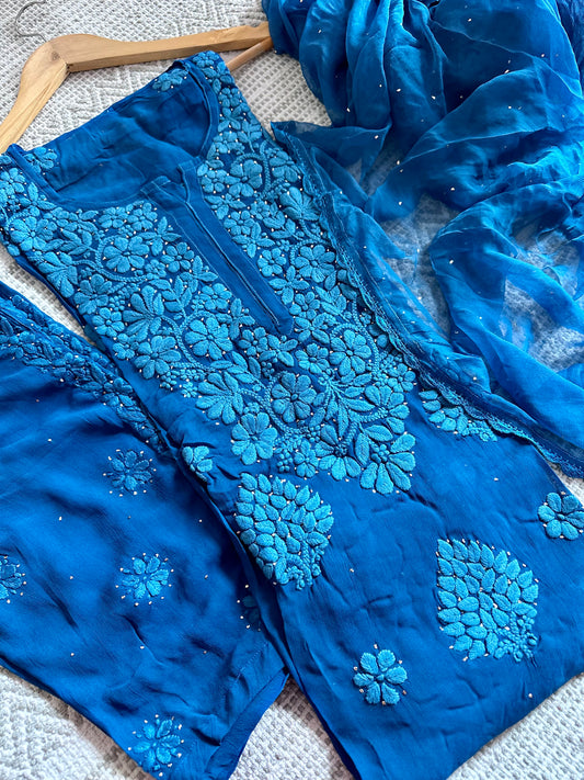 Haniya Three Piece pure viscose georgette Suit Set