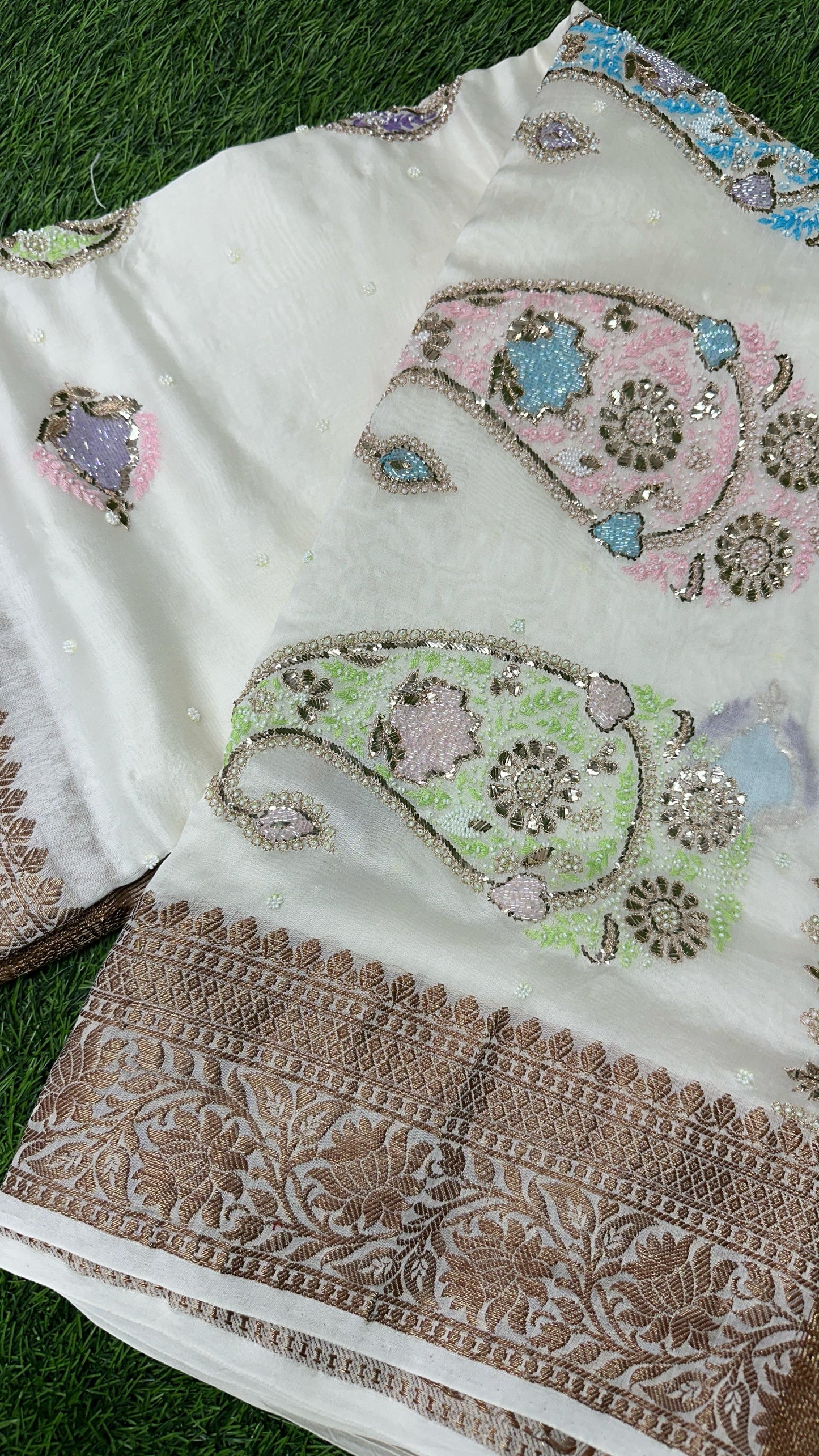 Chanderi silk handwork Chikankari Saree
