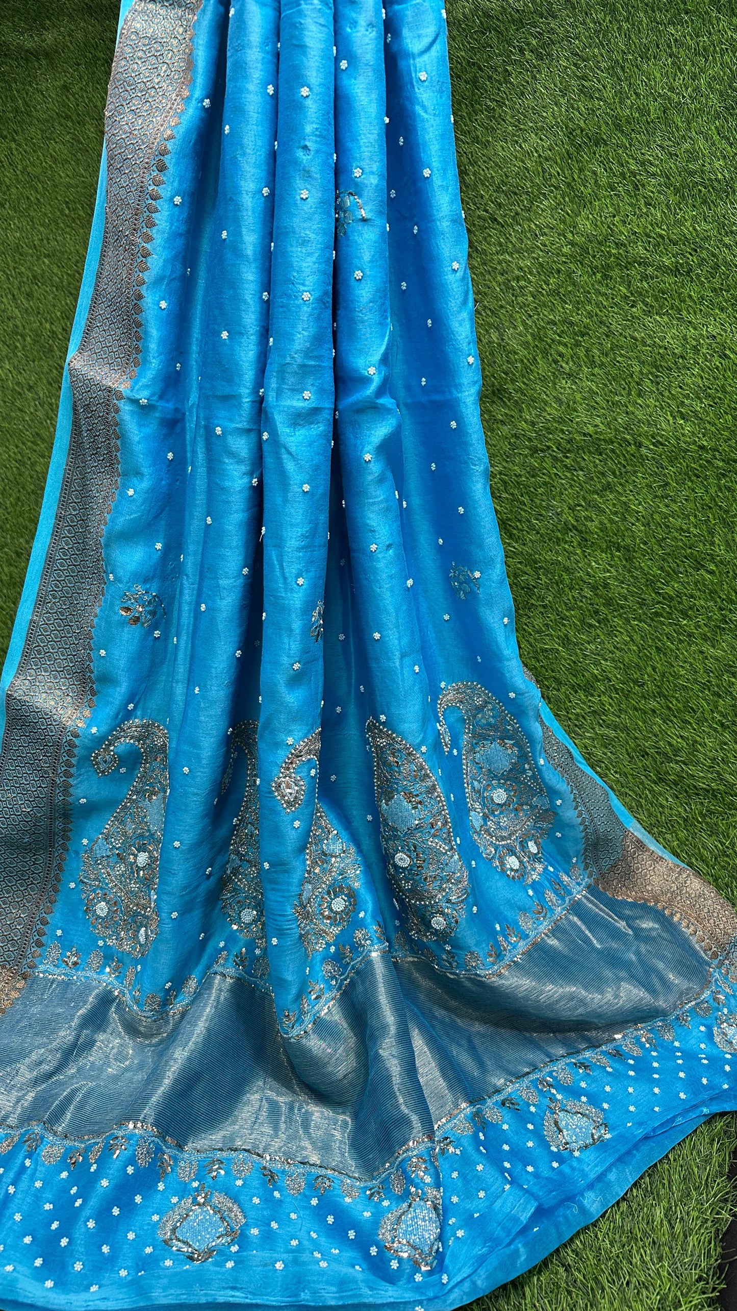 Chanderi silk handwork Chikankari Saree