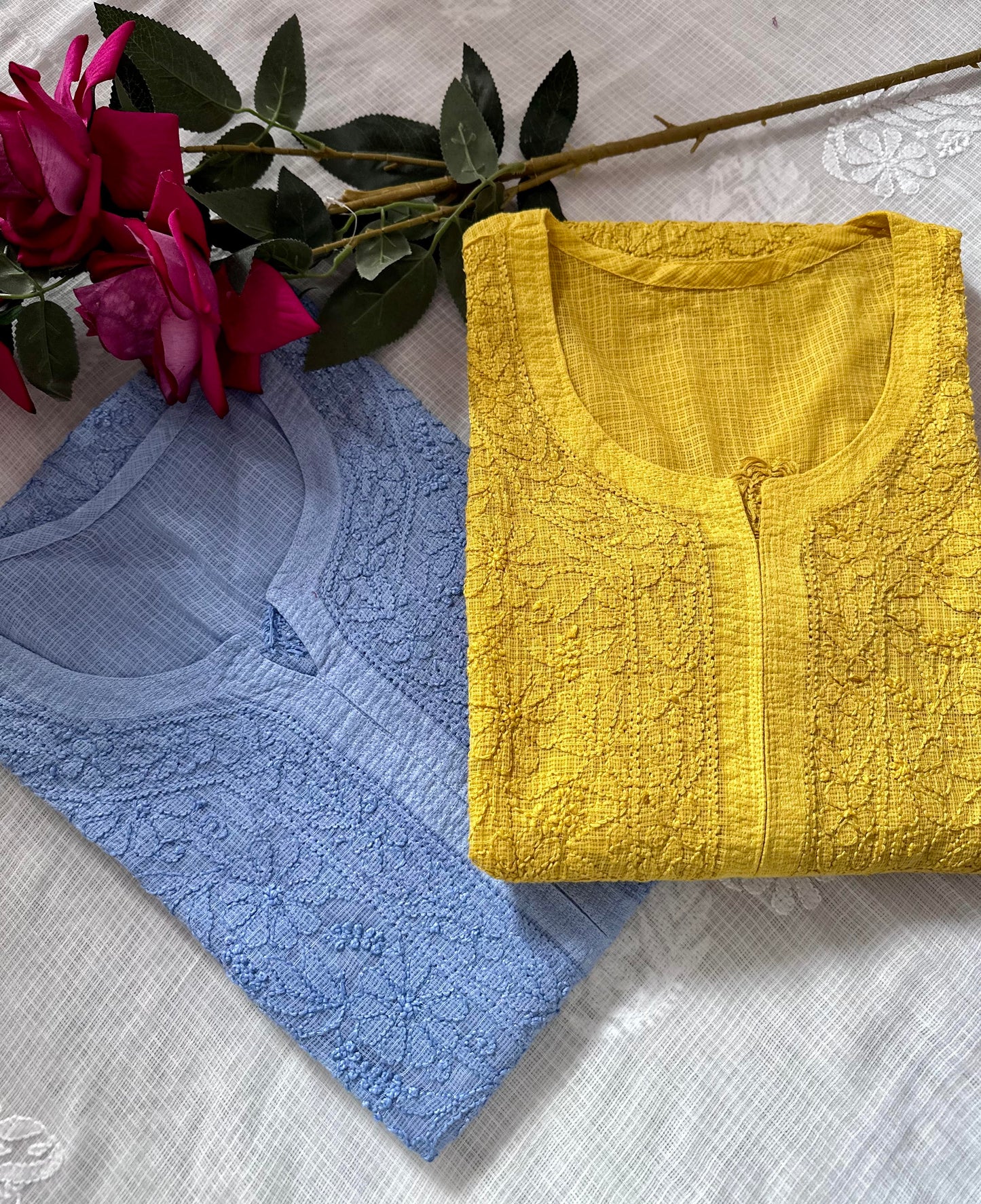 Soft Kota Jaal Chikankari Kurta