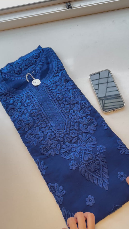 Ranjha Navy blue 6D handwork Chikankari kurta