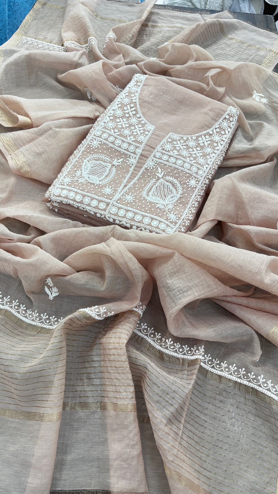 Myra Unstitched Chanderi silk Suit Set