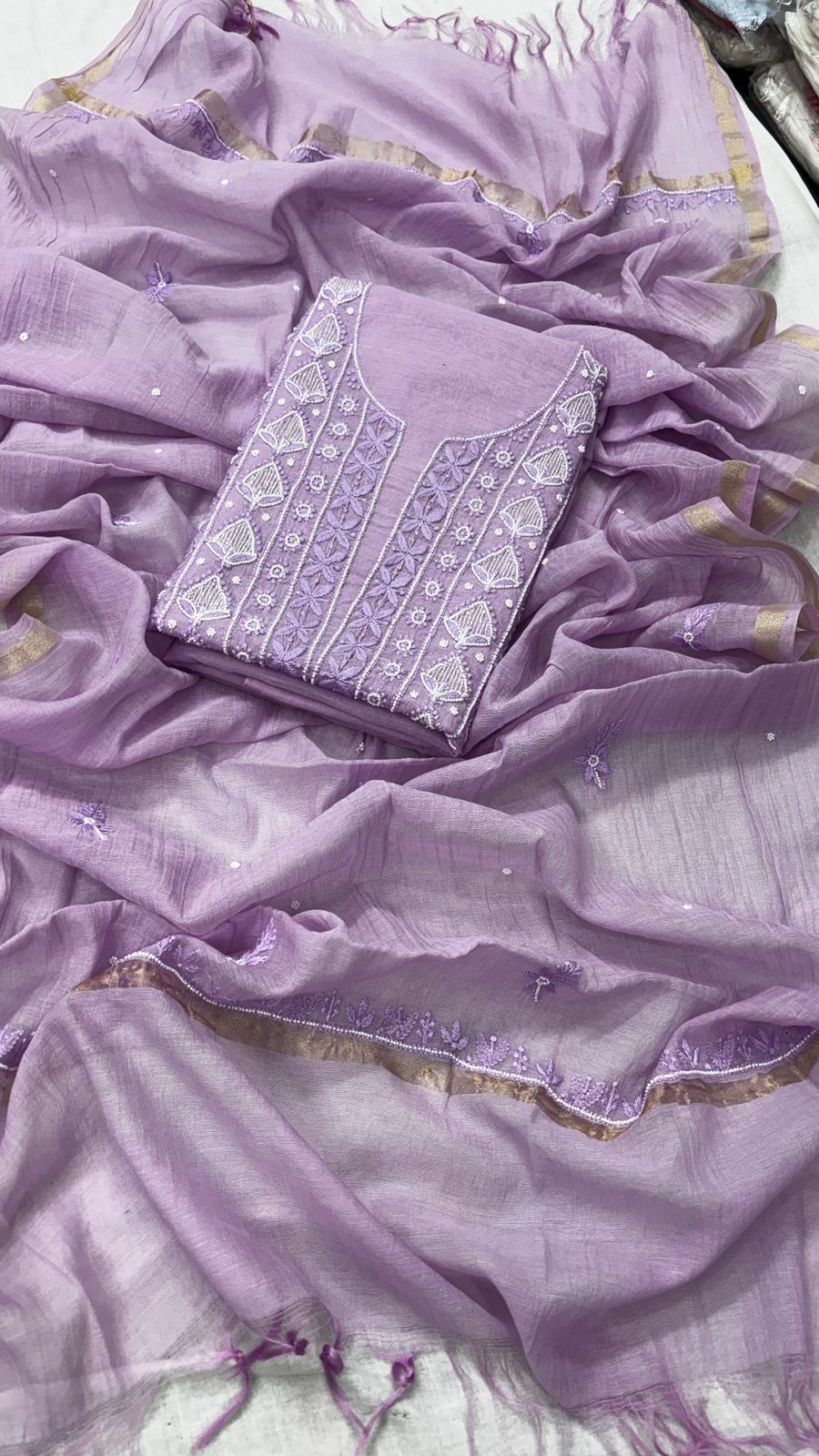 Myra Unstitched Chanderi silk Suit Set