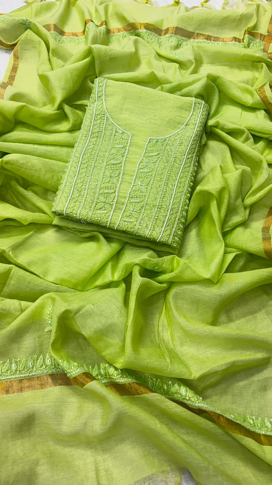Myra Unstitched Chanderi silk Suit Set