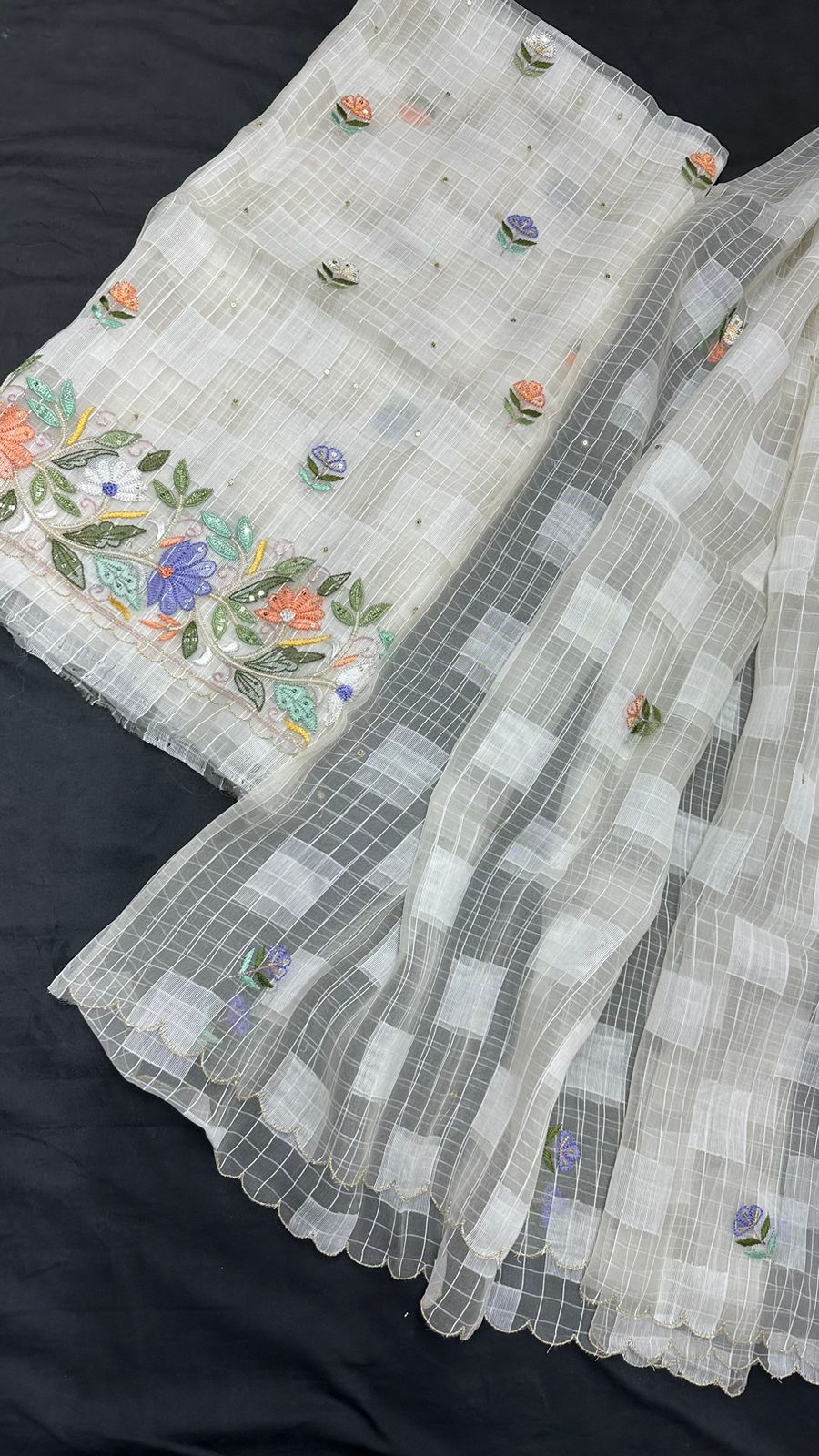 Pure organza silk Unstitched Suit Set