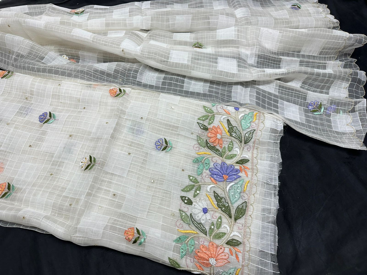 Pure organza silk Unstitched Suit Set