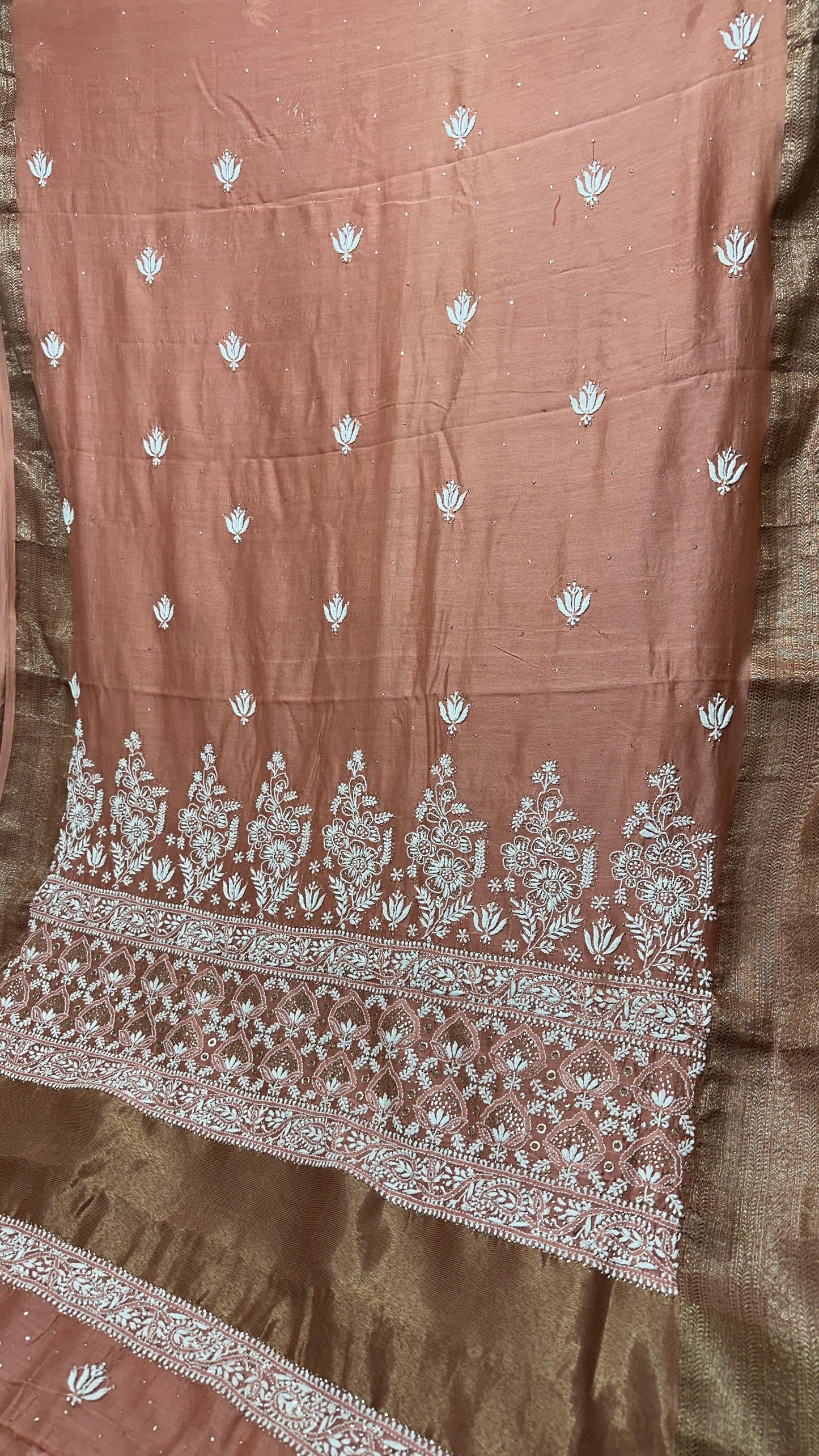 Maheshwari silk Chikankari saree